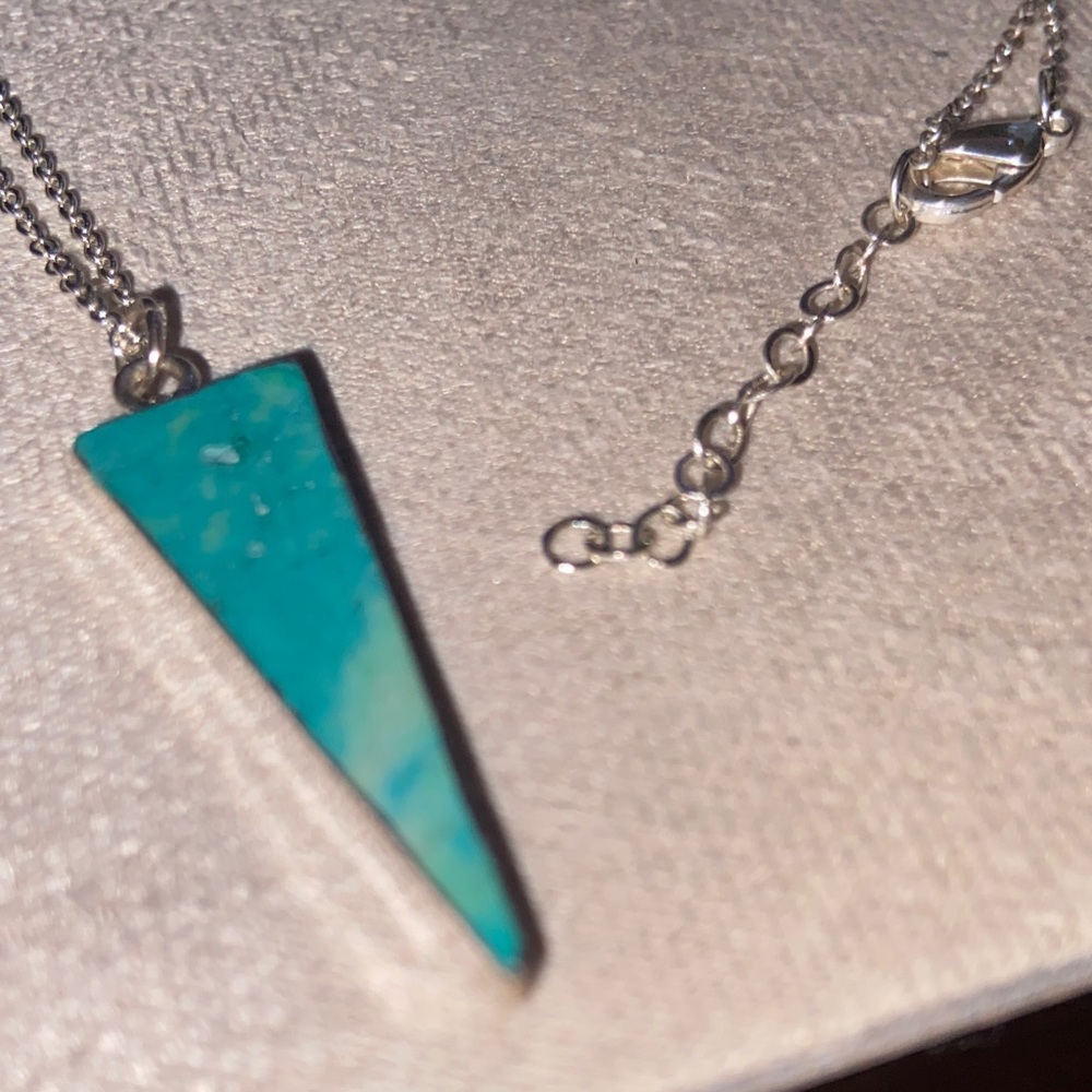 Chic Silver Plated Triangle Jewelry Set with Natural Turquoise. New! - Picture 6 of 10